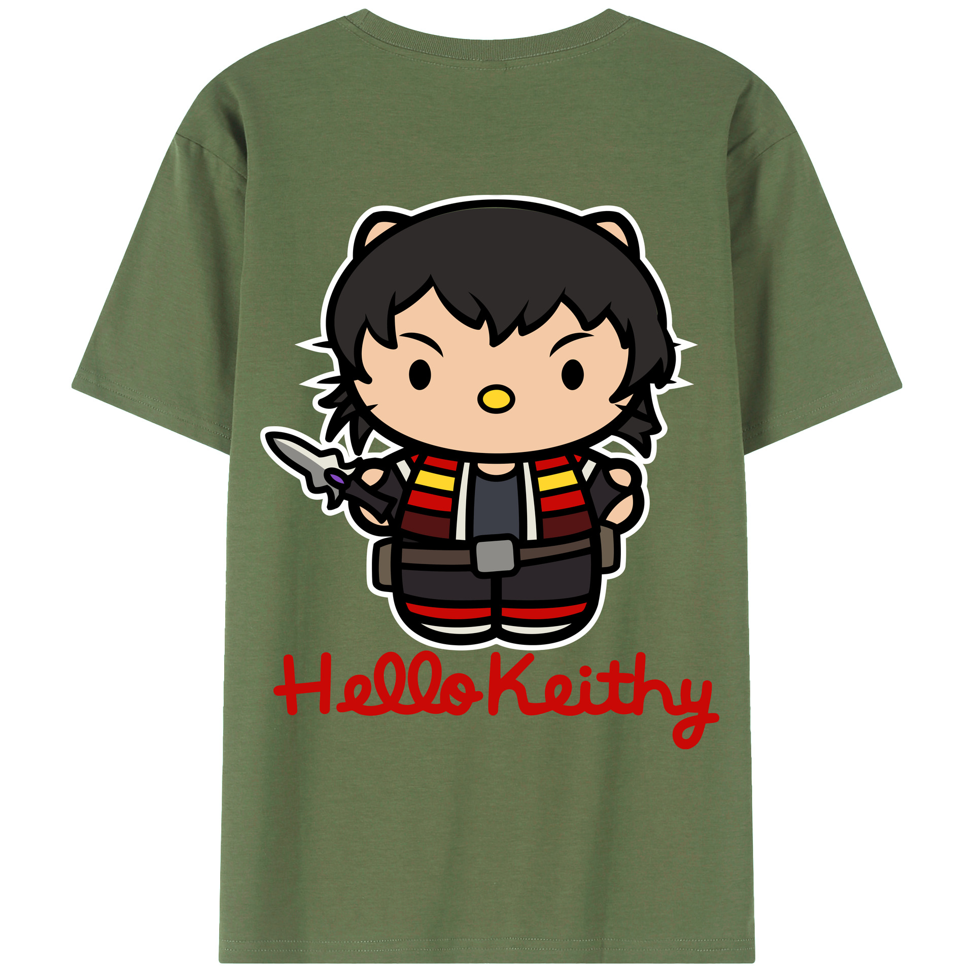 （画像用） Hello Kitty ハローキティ 綿100％ メンズ半袖Tシャツ（バックプリント） 通気性